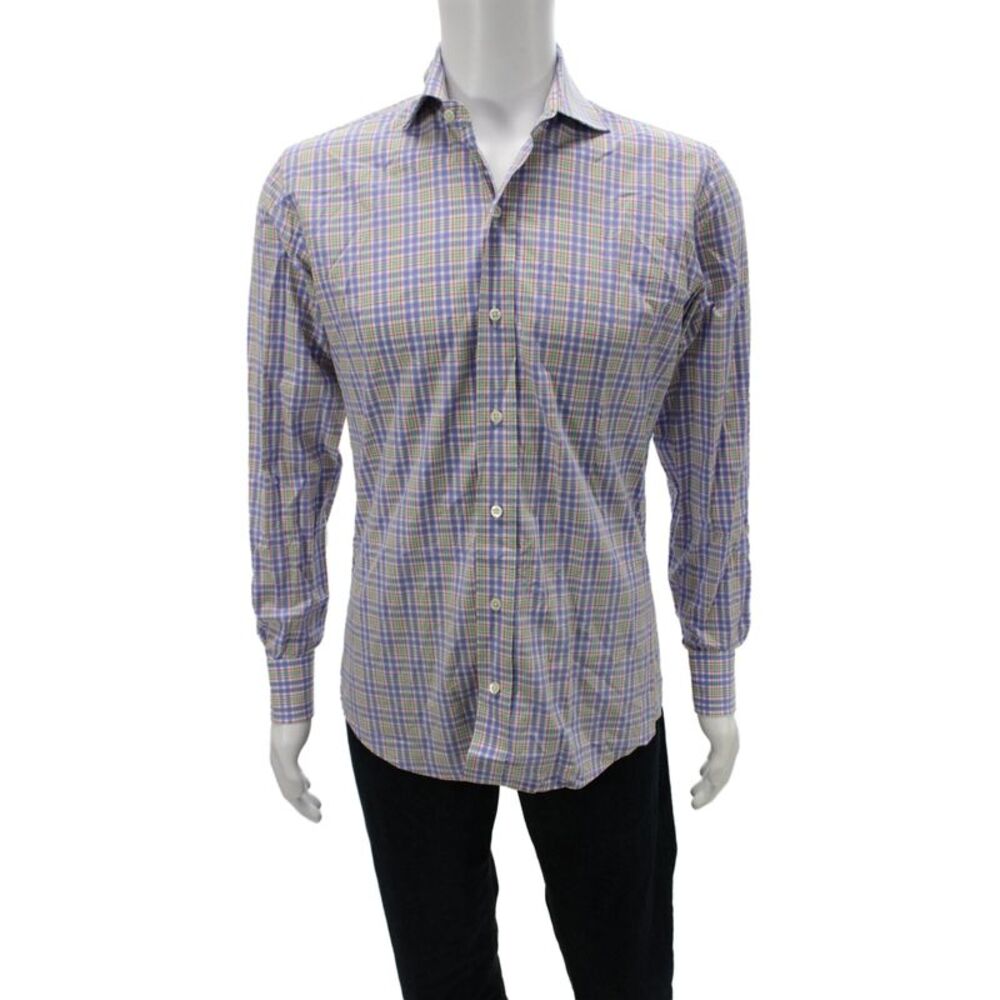 Ledbury Men's Long Sleeves Button Down Multicolor Plaid Shirt Size 16.5